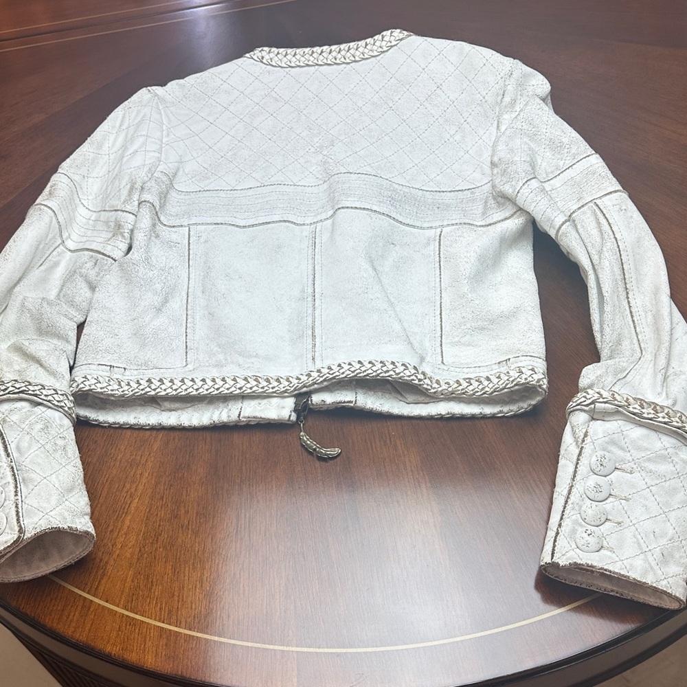 Just Cavalli Genuine Leather Quilted Jacket with Braided Trim – Luxury Designer - Picture 15 of 16